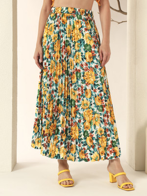 LookShine Printed Women Pleated Multicolor Skirt
