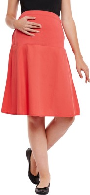 OXOLLOXO Solid Women A-line Red Skirt