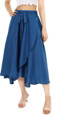 FF CREATIONS Solid Women Flared Blue Skirt