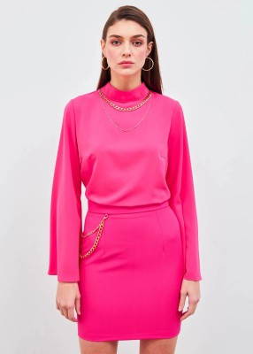 Gaiia Solid Women Regular Pink Skirt