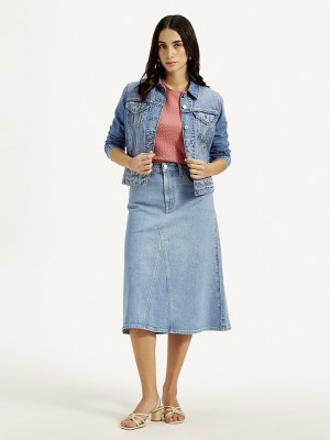 LEVI'S Solid Women A-line Blue Skirt