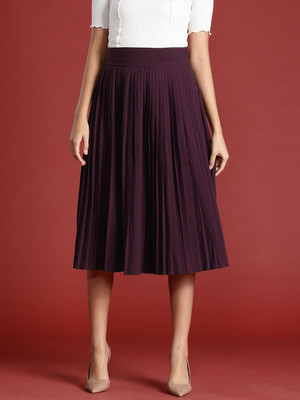 all about you Solid Women A-line Brown Skirt