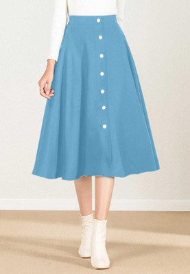 BHUTAIYA Solid Women Flared Green Skirt