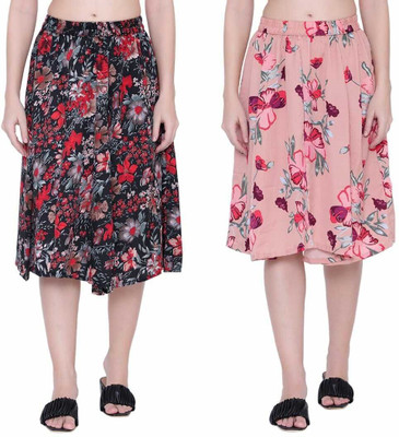 Manat Diva Floral Print Women A-line Multicolor Skirt