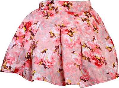 HouseOfCommon Printed Girls Pleated Pink Skirt