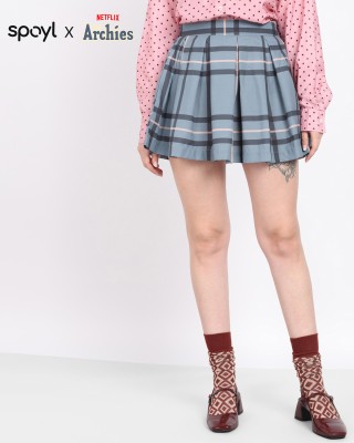 Unrule Checkered Women Pleated Multicolor Skirt