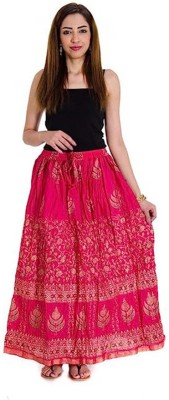 Samsher Printed Women Flared Pink Skirt