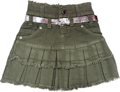 rayie collection Solid Girls A-line Green Skirt