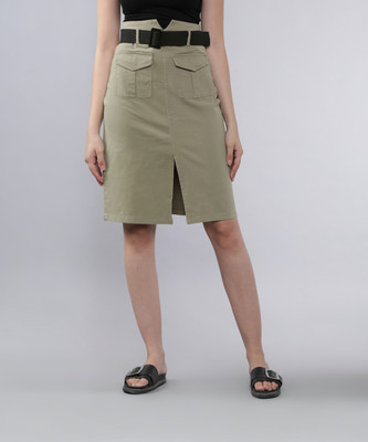 Tokyo Talkies Solid Women A-line Grey Skirt