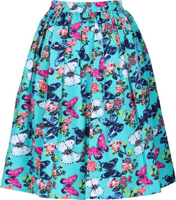 Reem Jheem Floral Print Girls A-line Light Blue Skirt