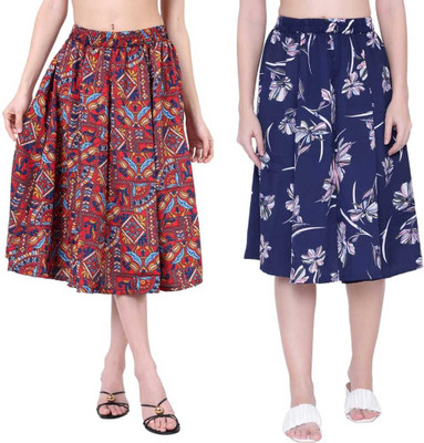 Mannat Diva Printed Women A-line Multicolor Skirt