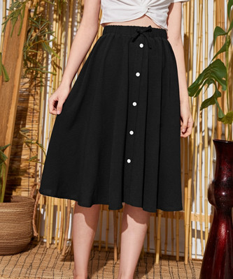 Areca Designer Solid Women A-line Black Skirt