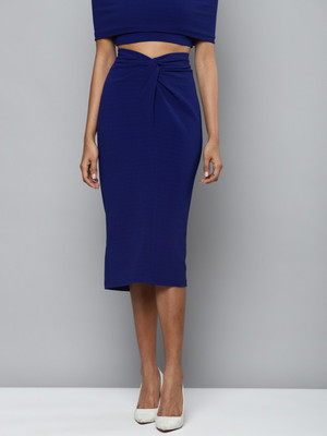 SASSAFRAS Solid Women Regular Blue Skirt