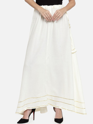 Moda Rapido Solid Women Flared White Skirt