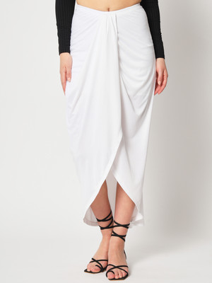 Zastraa Solid Women Wrap Around White Skirt