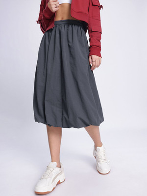 Dressberry Solid Women Bubble Black Skirt