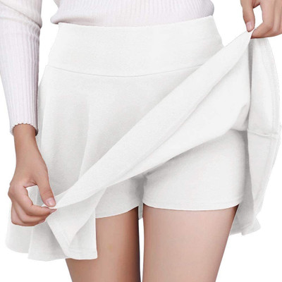 ALYNE Solid Women Flared White Skirt
