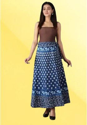 Tankaviss Printed Women Regular Blue Skirt