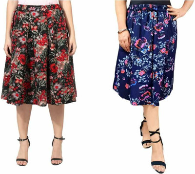 Manat Diva Floral Print Women A-line Multicolor Skirt