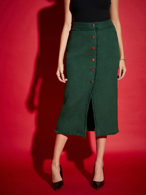 SASSAFRAS Solid Women Regular Green Skirt