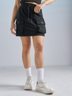 Tokyo Talkies Solid Women Straight Black Skirt