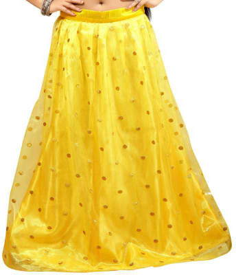 Rivazz Creation Embroidered Women Regular Yellow Skirt