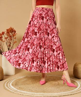 ZWERLON Dyed Women A-line Red Skirt