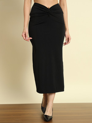 METRONAUT Solid Women Regular Black Skirt