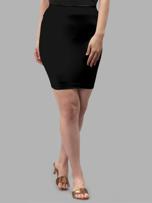 ENCLIQ Solid Women Pencil Black Skirt