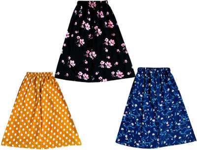 MTI FASHIONS Floral Print Girls Flared Yellow, Blue, Black Skirt