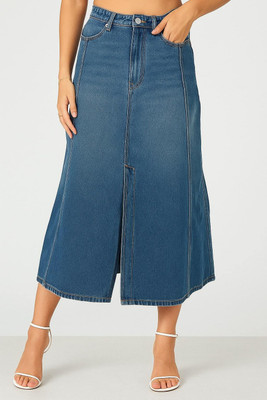 Lounge Dreams Solid Women A-line Blue Skirt