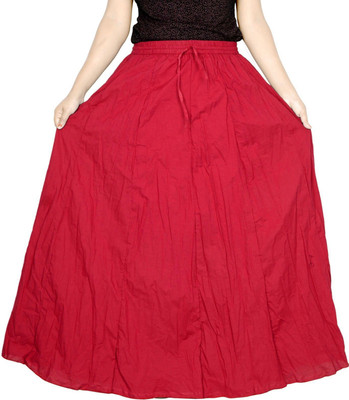 Sttoffa S Solid Women Broomstick Red Skirt