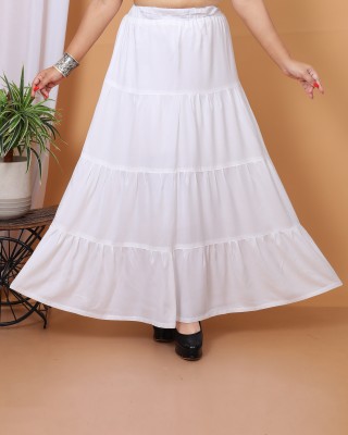 AP Fashion Embellished Women Layered White Skirt