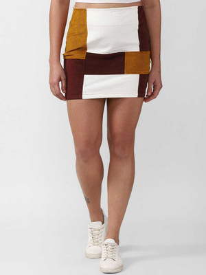 FOREVER 21 Colorblock Women A-line Multicolor Skirt