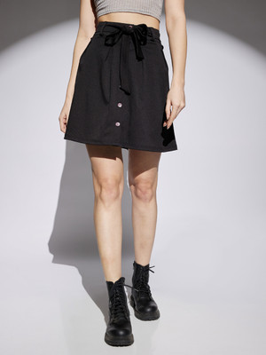 Globus Solid Women A-line Black Skirt