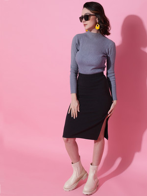 KOTTY Solid Women Regular Black Skirt