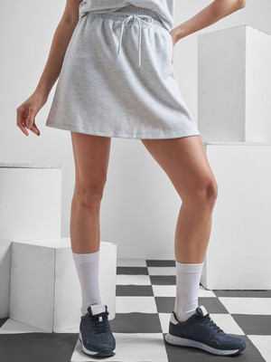 Tokyo Talkies Solid Women Straight Grey Skirt
