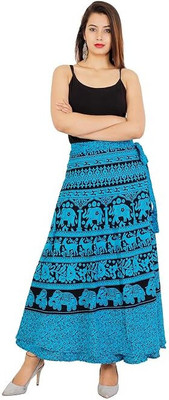Craftintegration Floral Print Women A-line Blue Skirt