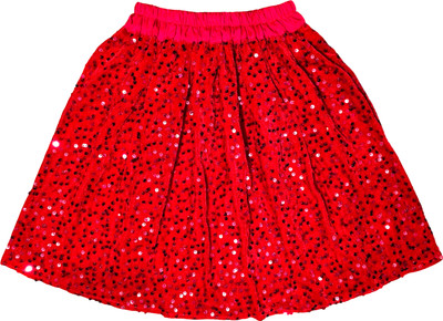 SHREERAMCHARANSTORE Embellished Girls A-line Red Skirt