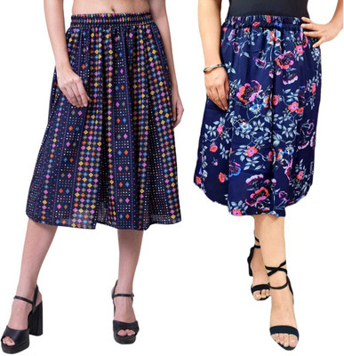 Mannat Diva Printed Women A-line Multicolor Skirt