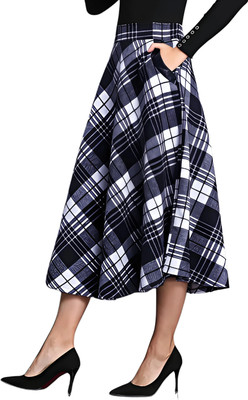 HouseOfCommon Checkered Women Skorts Black, White Skirt