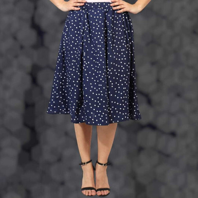 Manat Diva Polka Print Women A-line Blue Skirt