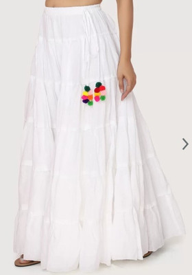 HouseOfCommon Solid Women Regular White Skirt