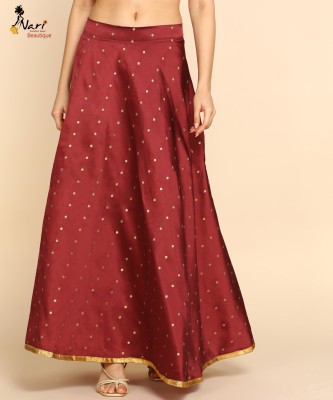 DRASHMIZE Embroidered Women Flared Maroon, Gold Skirt