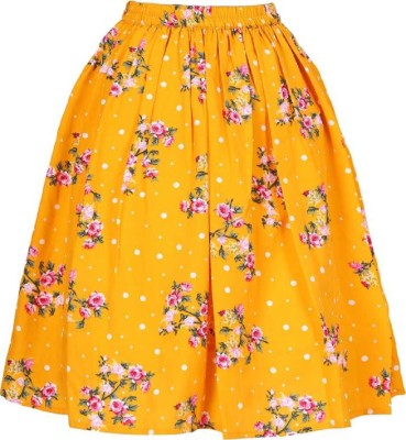 EKT FASHION Polka Print Girls A-line Yellow Skirt