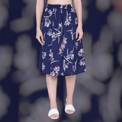 Mannat Diva Printed Women A-line Blue Skirt