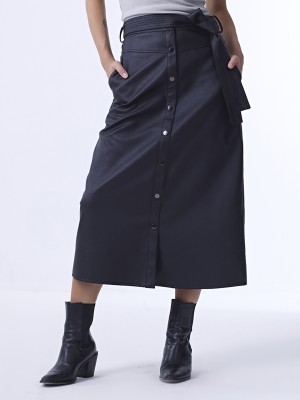 Cover Story Solid Women Regular Black Skirt