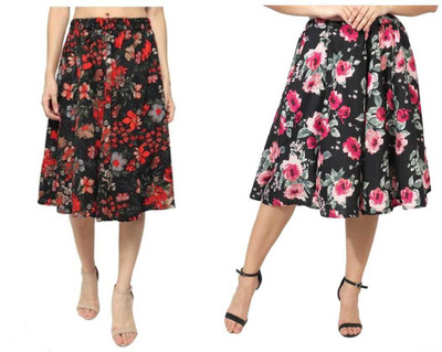 Mannat Diva Printed Women A-line Multicolor Skirt