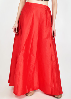 Frolic Rolic Solid Women Flared Red Skirt