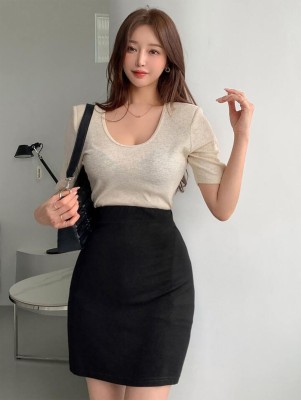 Dream Beauty Fashion Solid Women Pencil Black Skirt